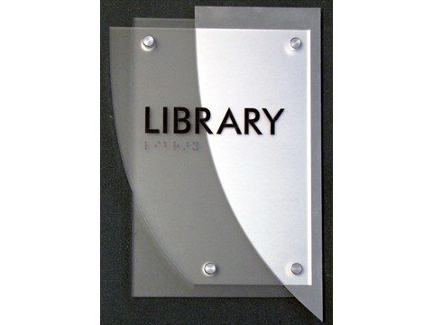 Room sign with standoffs and braille