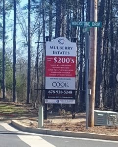 Mulberry Estates New Subdivision signs