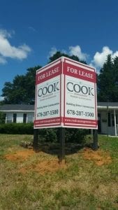 An example of a for lease commercial sign for a building developer