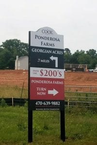 Commercial real estate signage is often post and panel signs