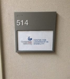 window signs for room identification at Georgia State University