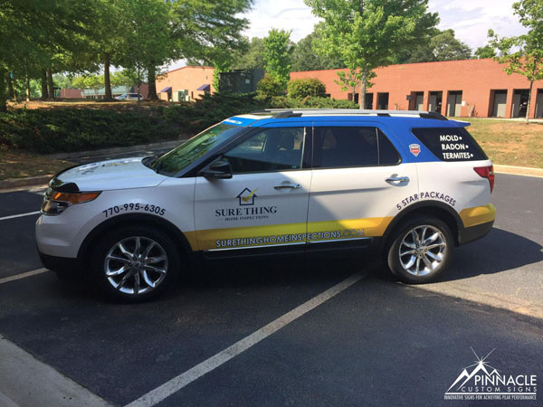 Sure thing home inspection car wrap