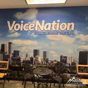 acrylic lettering with vinyl wall wrap