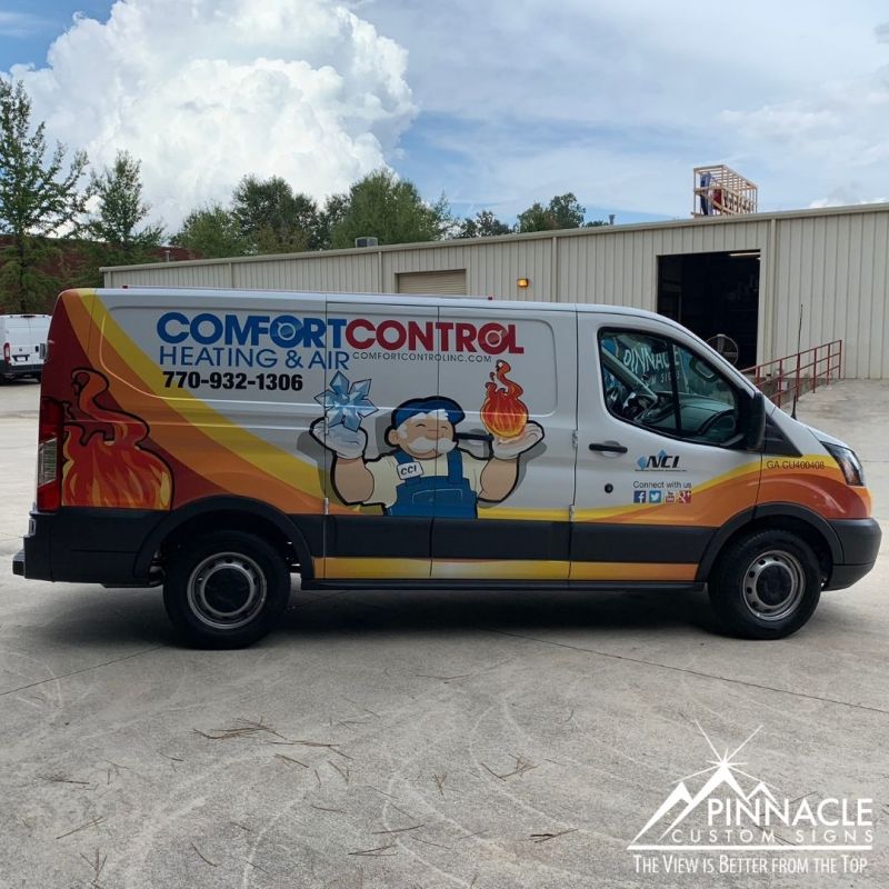 Full work van vinyl wrap for Comfort Control Heating and Air